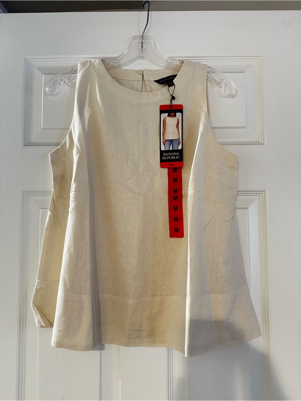 Banana Republic Linen Blend Sleeveless Shell Top Ivory Natural Medium NWT - Picture 2 of 5